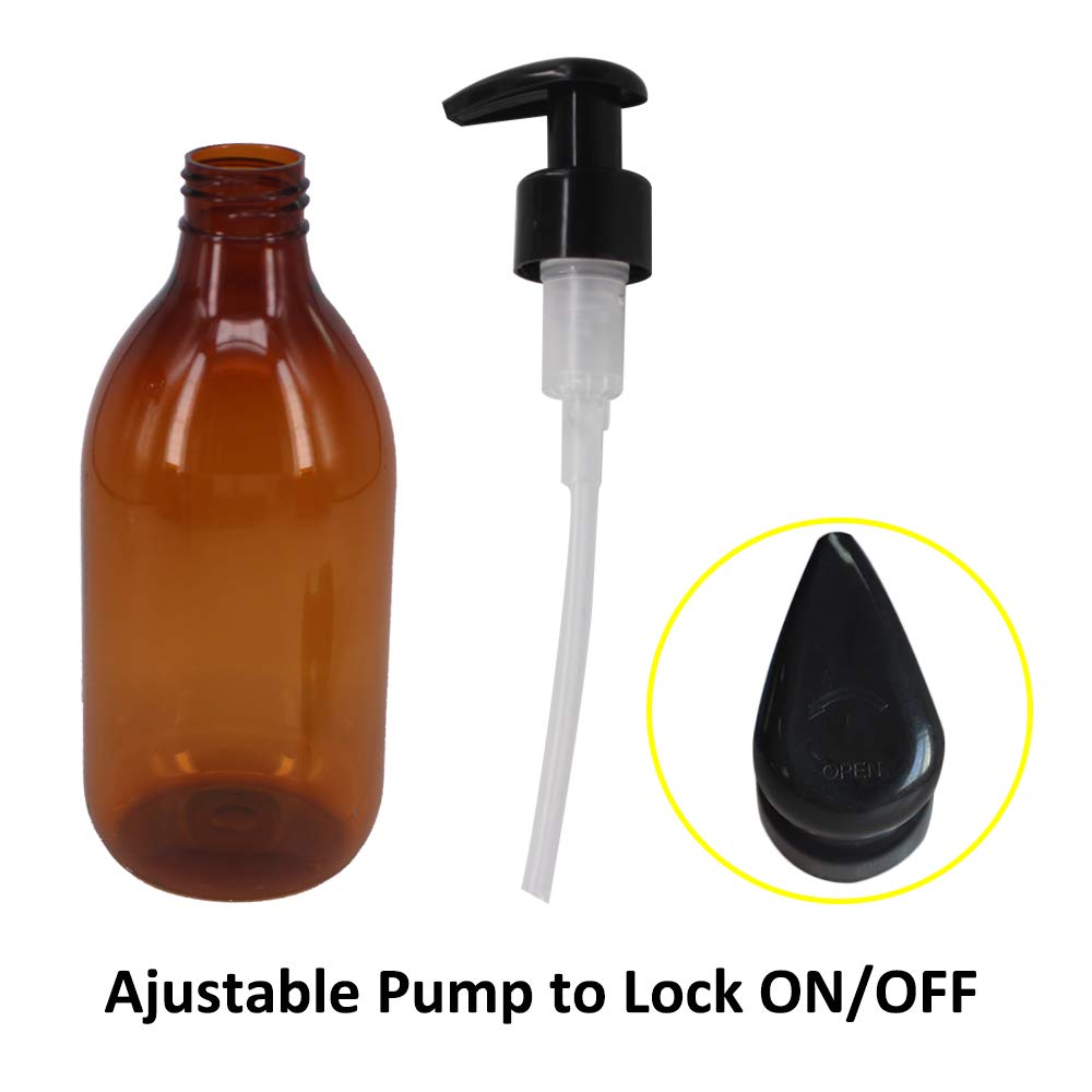 Zmybcpack 8 Pack 8Oz Empty Plastic Pump Lotion Bottles With 1 Pen, Labels & Silicone Funnel, Amber Color Lotion Dispenser With L