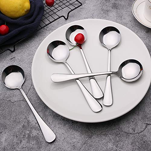 20 Piece Soup Spoons, Round Stainless Steel Bouillon Spoons Round Spoons 6.7 Inch