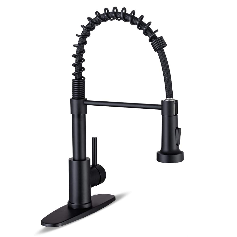 Wewe Kitchen Faucets With Pull Down Sprayer Commercial Industrial Stainless Steel Single Handle Single Hole Spring Farmhouse Rv