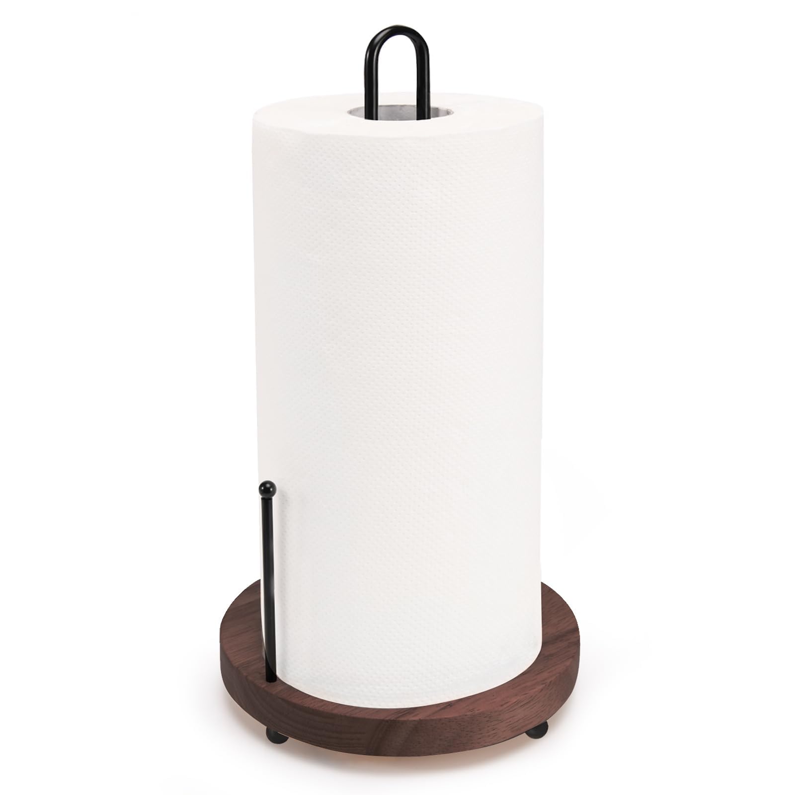 Lorbro Paper Towel Holder Countertop, Farmhouse Paper Towel Holder With Heavy Duty Wood Base, Wood Paper Towel Holder Rustic Sty