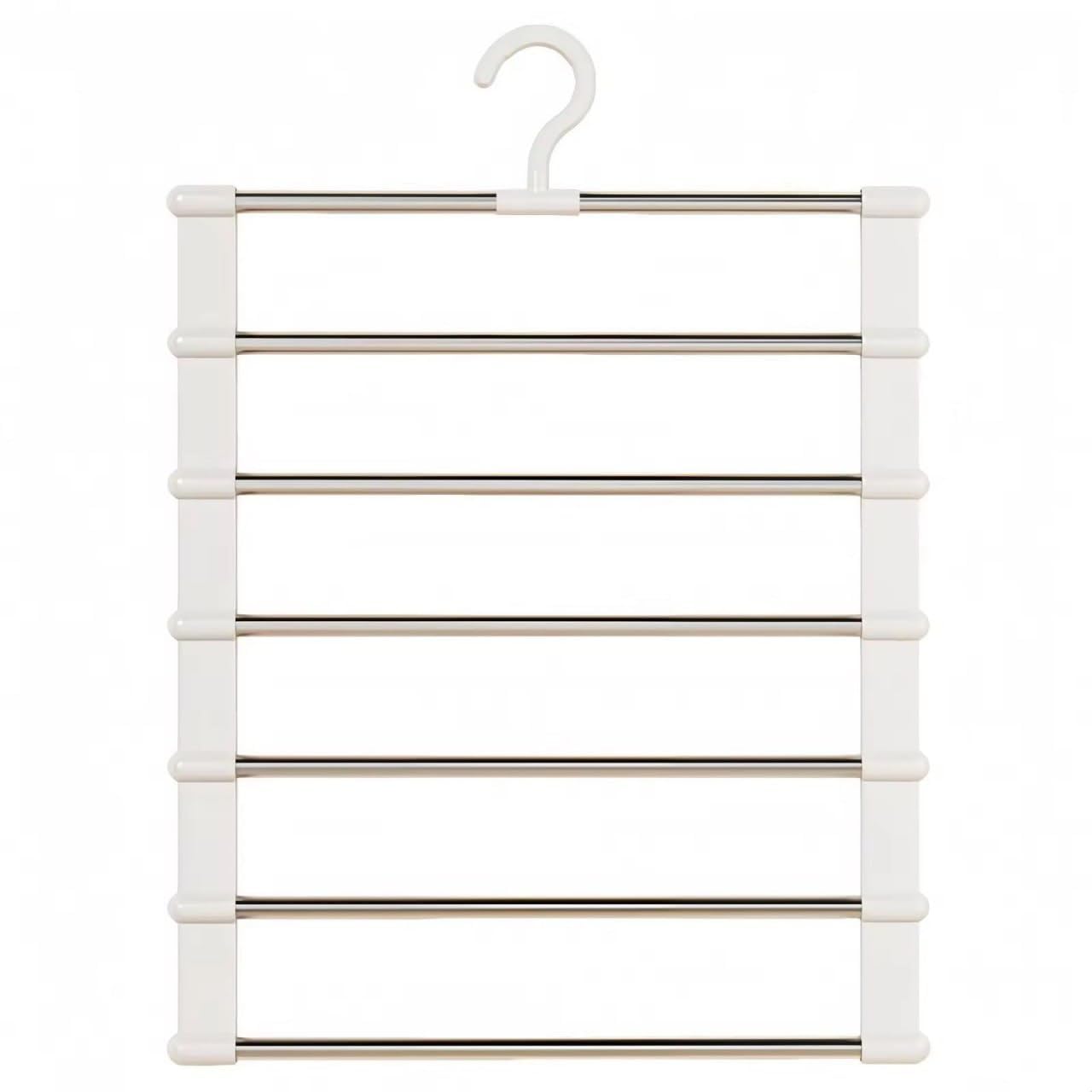Alhuana 7 Pole Foldable Stainless Steel Multi Tier Closet Hanger Space Saving Pants Organizer For Jeans Trousers Leggings Wardro