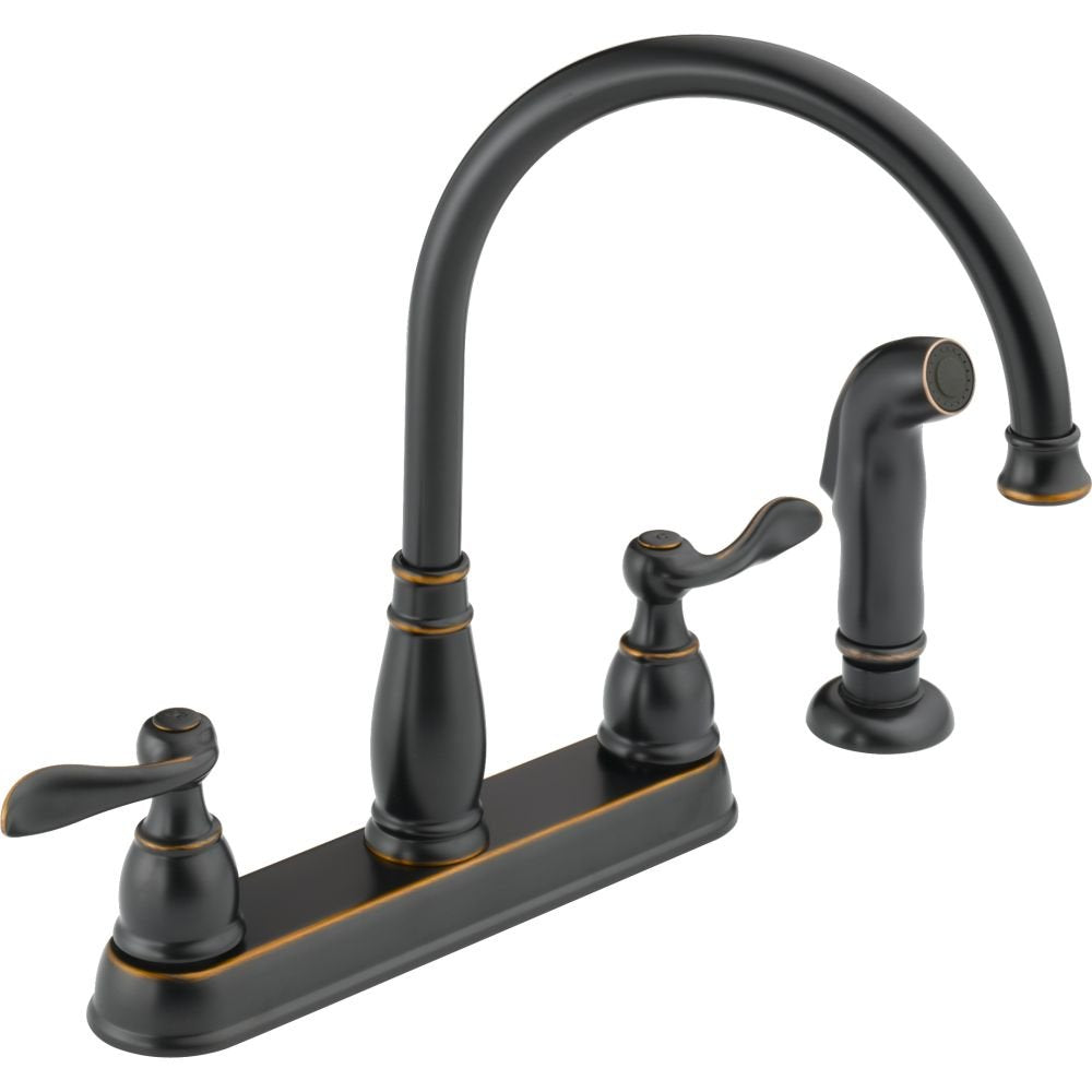 Delta Faucet Windemere 2-Handle Kitchen Sink Faucet With Side Sprayer In Matching Finish, Oil Rubbed Bronze 21996Lf-Ob, 4