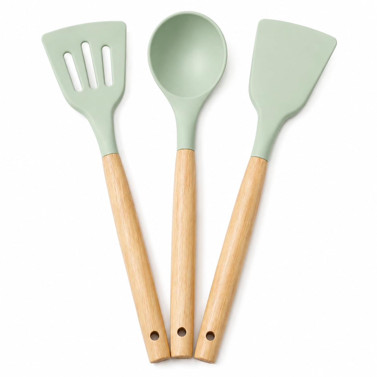 Homzo Silicone Spatula Set Of 3 For Kitchen, Heat Resistant Non Stick Cooking & Baking Spatulas With Wooden Handle, Flexible Sil