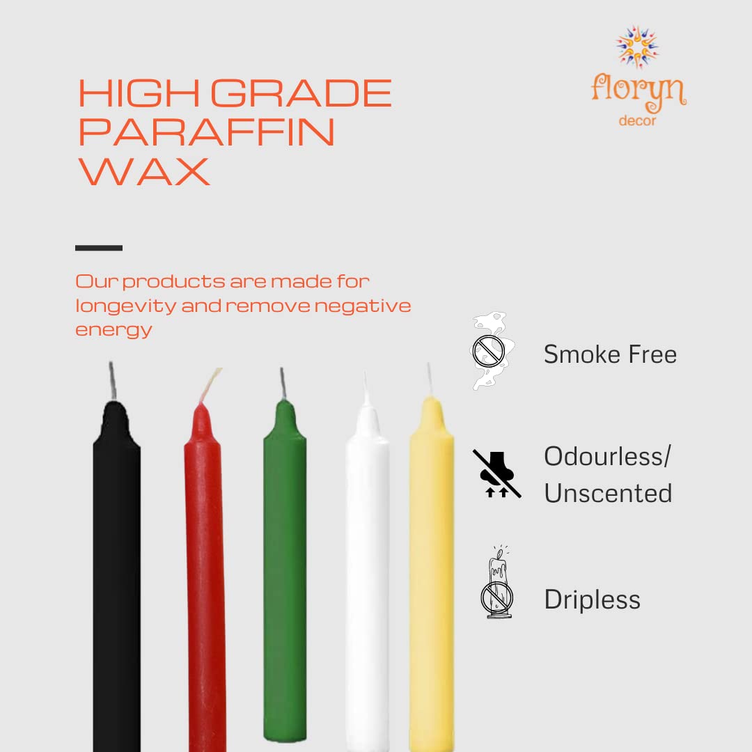 Floryn Decor Black Candles for Spell | Ritual Candles/Healing Candles/Chime Candles/Chakras Candle | Unscented Wax Candles | Pac