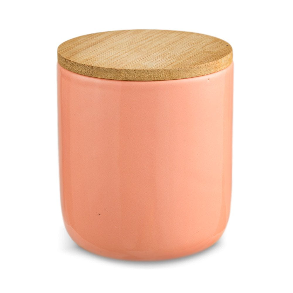 Chumbak Self Care Ceramic Storage Jar - Pink Kitchen Jar, Bamboo Lid, Decal Print, Airtight, Dining, Pantry & Tableware, Food St