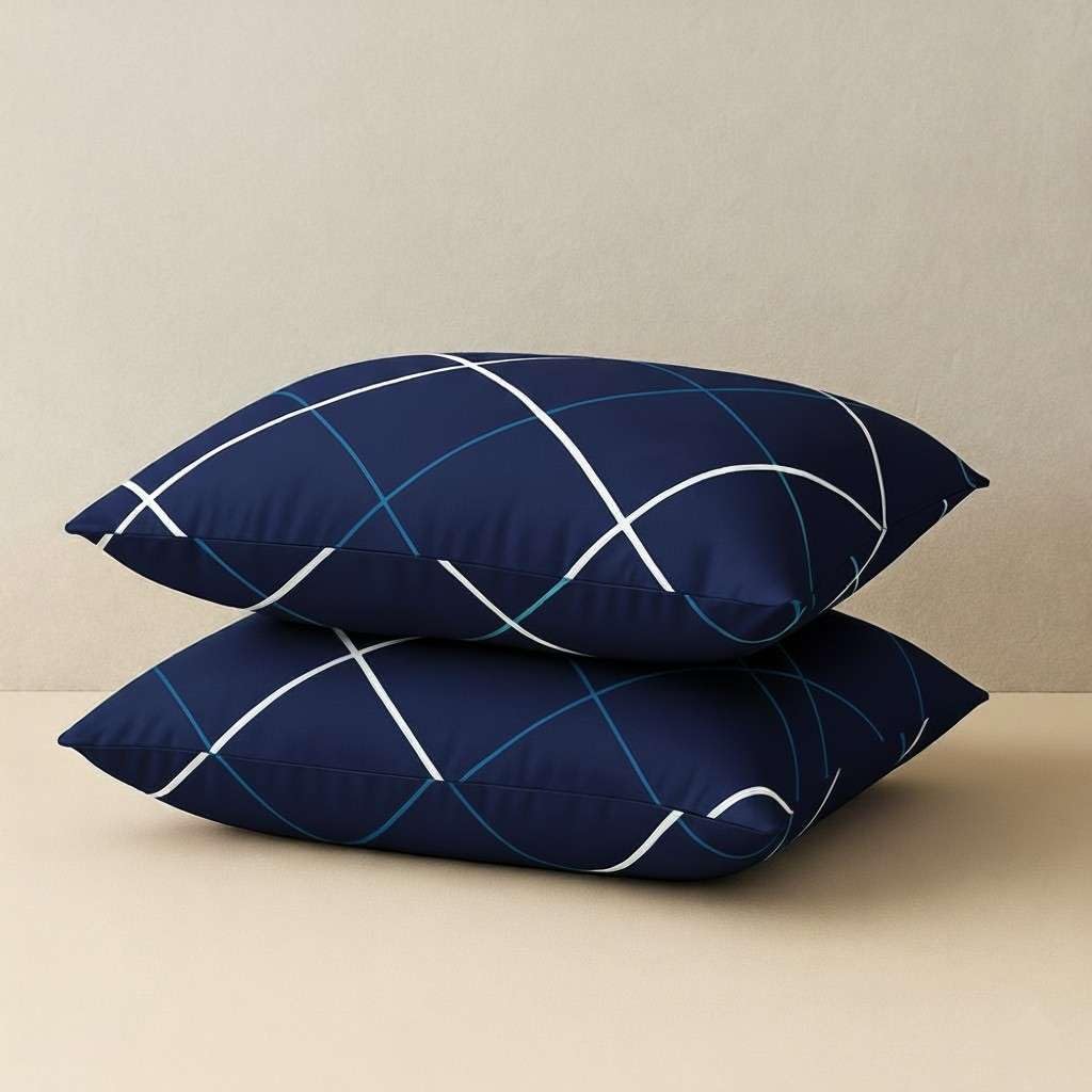 Microfiber Pillows Set Of 2 Height Adjustable With Stripes For Sleeping | Set Of 2| 41X61 Cm (2, Blue, (2, Blue, King (U.K. Stan
