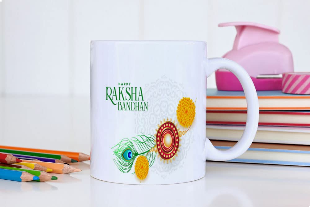 Kesri Gifts Gift for Happy Raksha Bandhan for Brother and Sister Rakhi Mug, Rakshabandhan Mug,Ceramic Coffee Mug 330ml(KGPR22-15