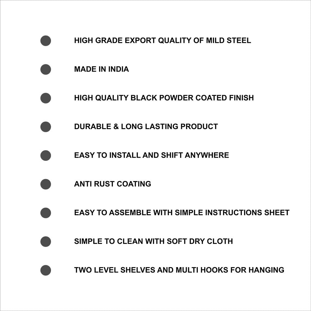 DECOWORLD || Microwave stand || Metal Microwave Stand for Kitchen Counter|| Double Platform for Extra Storage with hooks|| Kitch