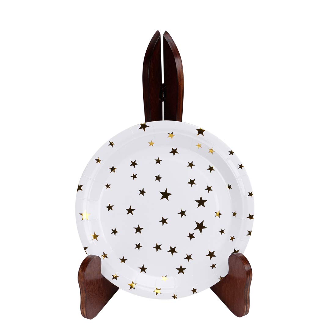 Geeklife Gold Stars Paper Plates, 9" Medium Disposable Tableware Set, 20 Count, Decorative Paper Party Plates