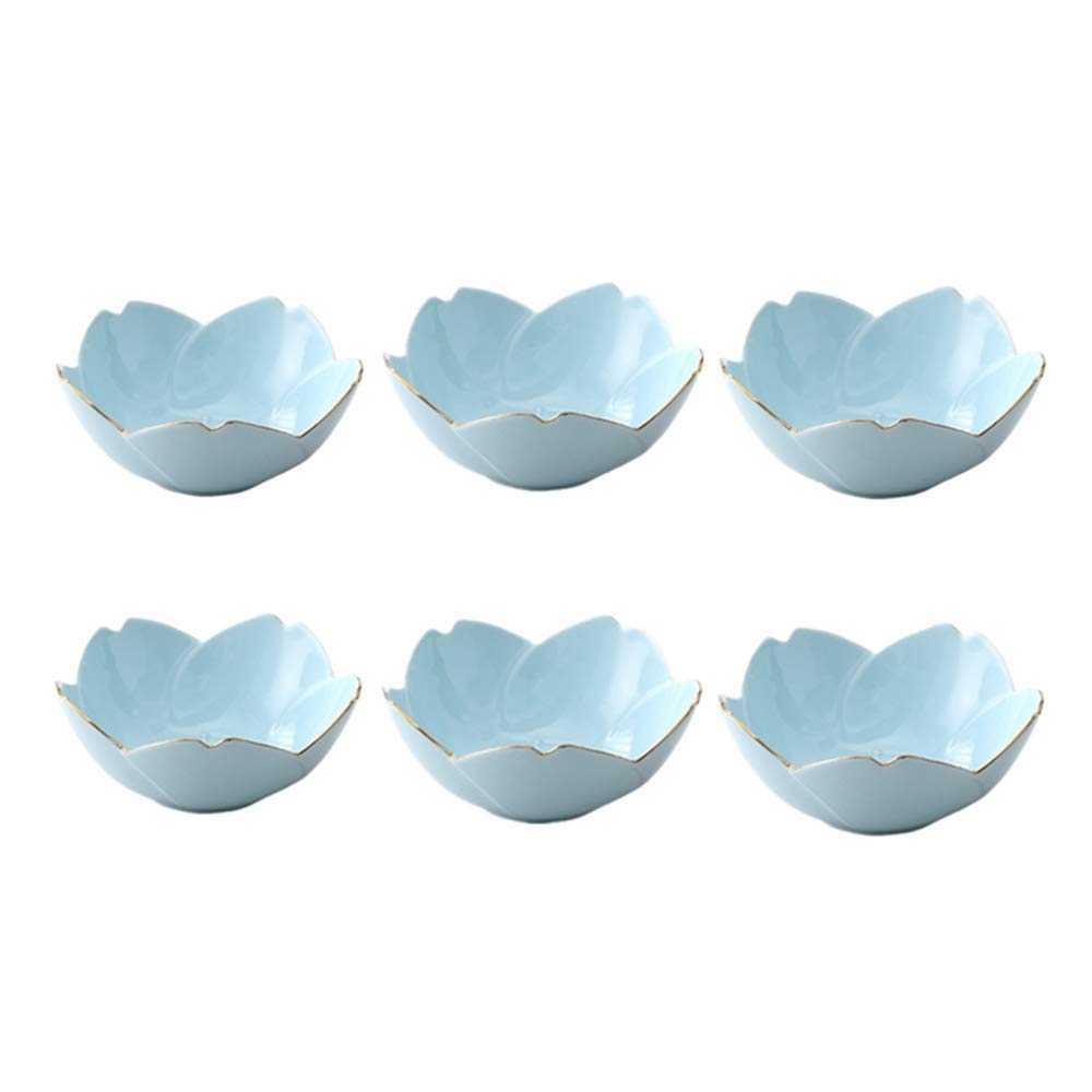 Xigui Japanese Style Soy Sauce Dishes Set Of 6, Cherry Blossom Porcelain Sauce Dish Seasoning Dish Sushi Soy Dipping Bowl Desser