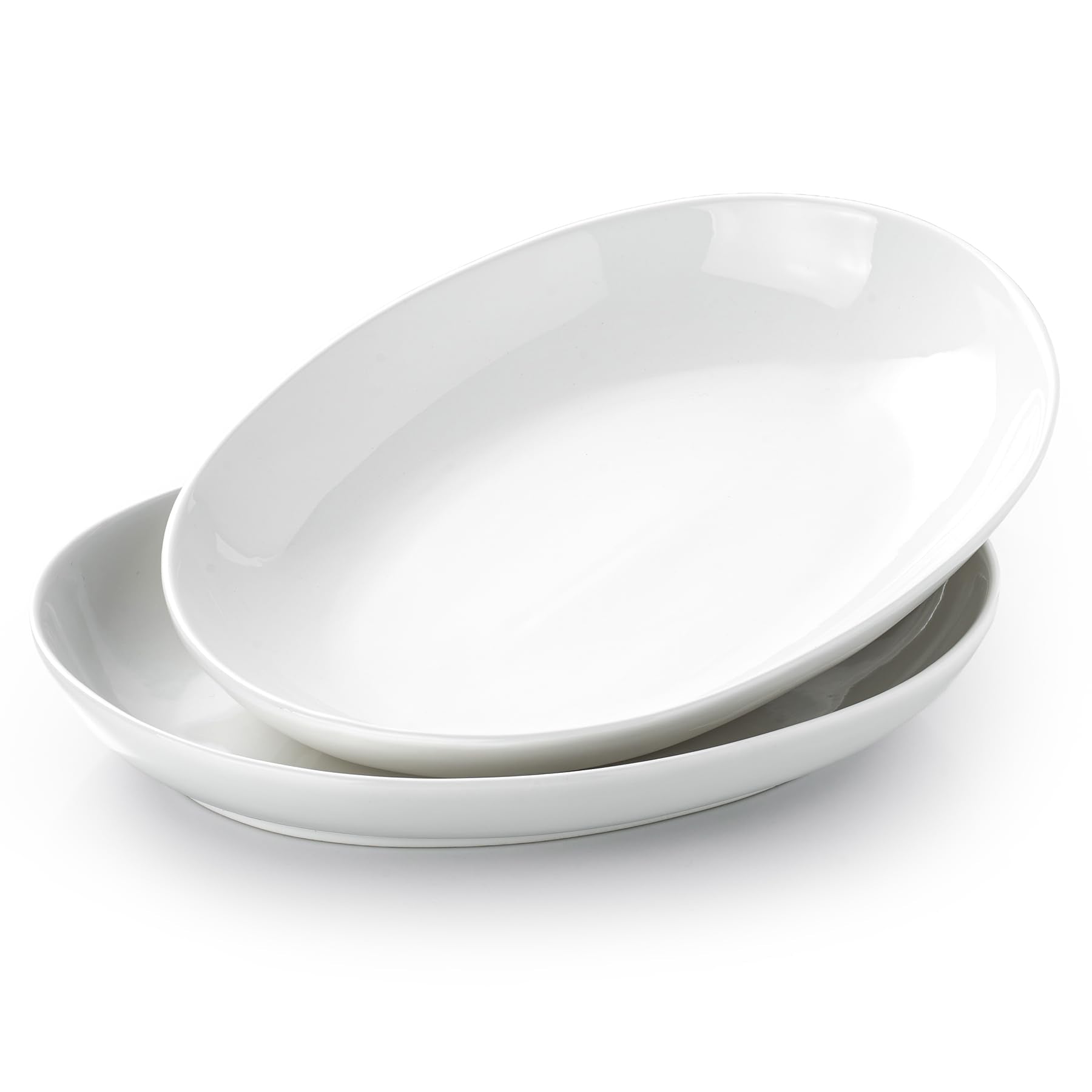 Gacoree 14 Inch Oval Serving Platters Set of 2, Large Wide Ceramic Serving Platter, White Porcelain Serving Trays for Entertaini
