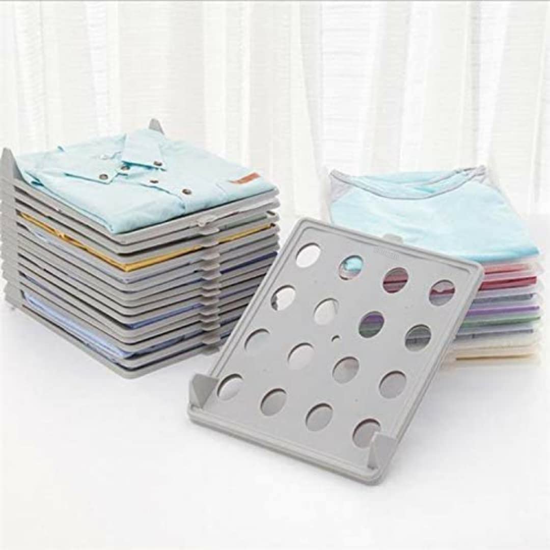 Mechdel Plastic Closet Drawer Wardrobe Organizer Cabinet Folding Board For Shirts, TShirt, Jeans, Storage Rack (20Pcs Set, Gra
