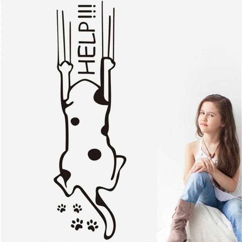 Gadgets Wrap Wall Decal Vinyl Sticker Cute Cartoon Help Cat For Office Home Wall Decoration