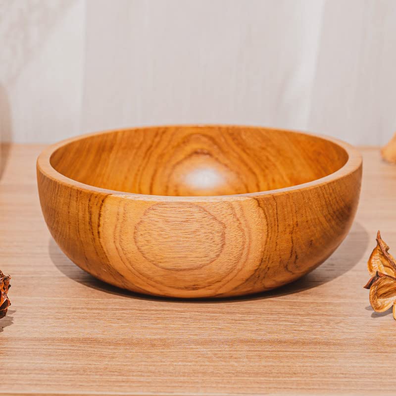 Rainforest Bowls Set Of 2 6'' Regular Round Javanese Teak Wood Bowls- Perfect For Everyday Use, Hot & Cold Friendly, Ultra-Durab