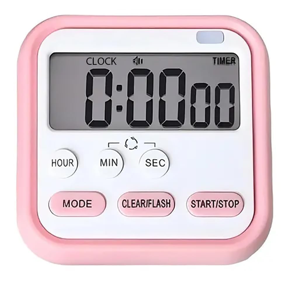 Gerqsho Digital Magnetic Timer Clock, Multi-Function Lcd Display Stopwatch With Loud Alarm, Flashing Light, Countdown, Silent Mo
