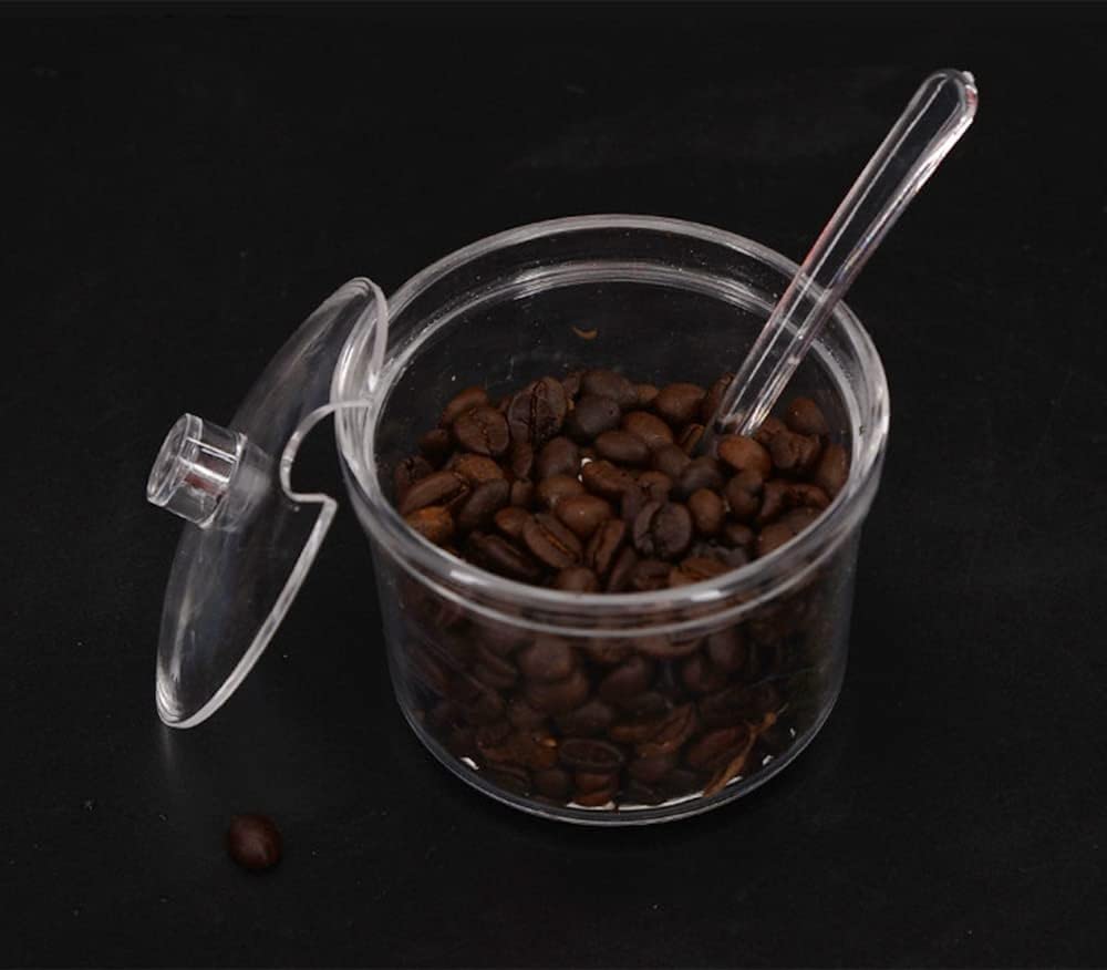 Mozacona 2Pcs Clean Acrylic Sugar Bowl Spice Jar Spice Storage Pot With Lid And Spoon