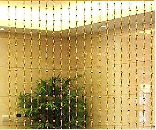 Pindia 7Ft Fancy Round Sparkling Plastic Strings Bead Hanging Curtain Golden Door Window String Beads Thread Sheer Rod Room Hang