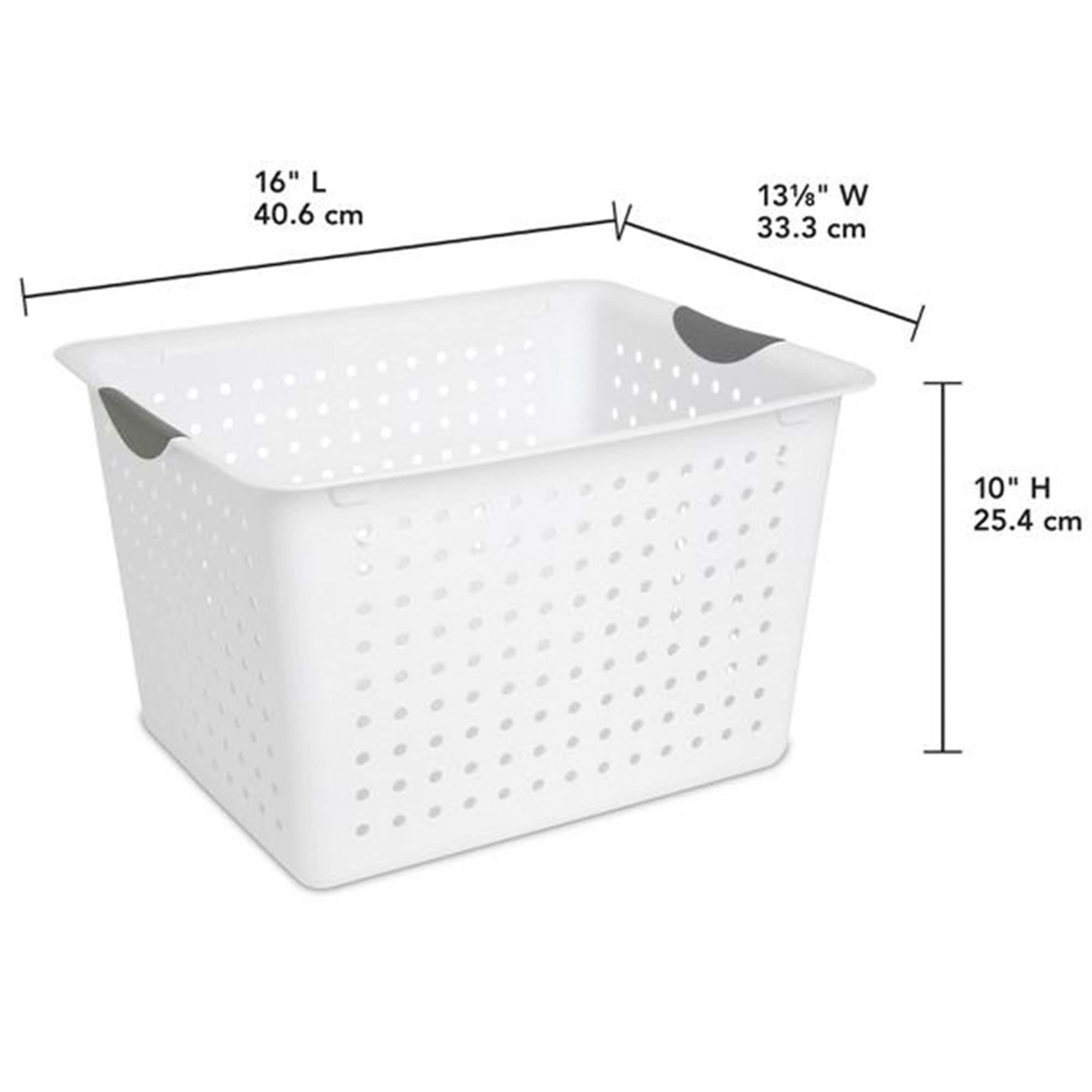 Sterilite Deep Ultra Basket, Closet Organizer Bin, Cabinets, Pantry, Shelving And Countertop Space Open Container, White, 12-Pac