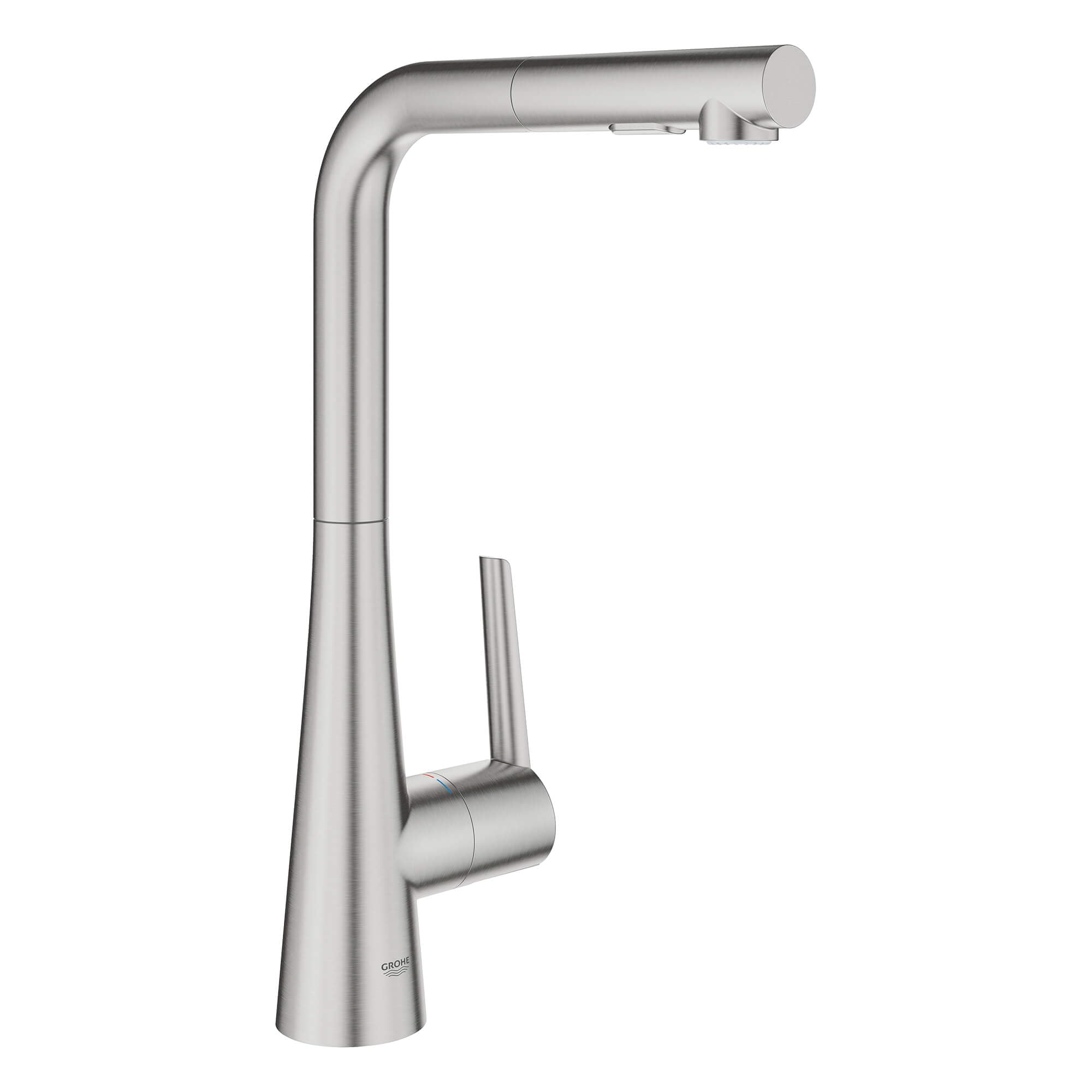 GROHE 33893DC2 Zedra Single-Handle Pull-Out Kitchen Faucet Dual Spray 1.75 GPM, Super Steel
