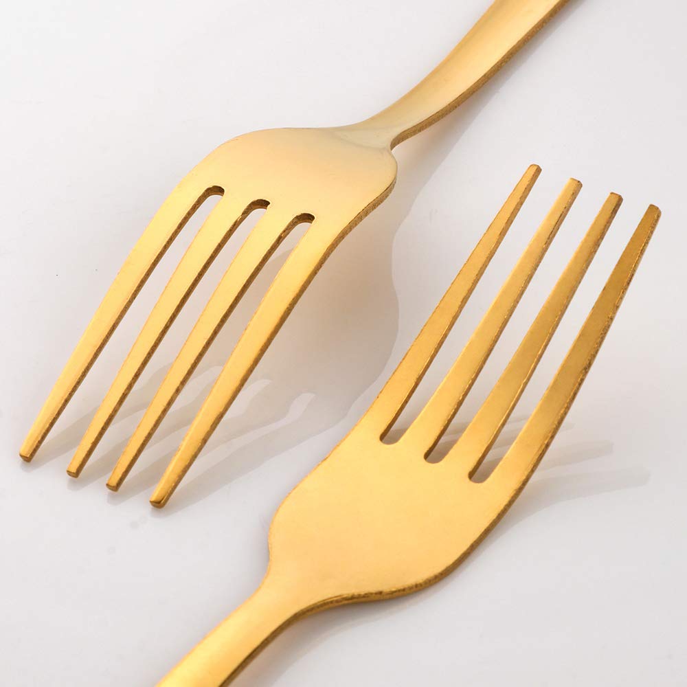 Buyer Star 7 Inch Gold Dinner Fork Set Of 24, Stainless Steel Flatware Forks For Restaurant, Hotel, Dishwasher Safe
