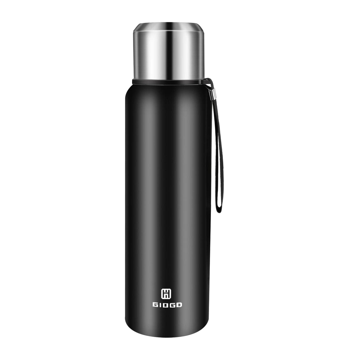 Insulated Vacuum Thermo Bottle 33Oz With Cup Lid Leakproof Stainless Water Flask For Coffee Hot And Cold Drink.(Black,1000Ml)