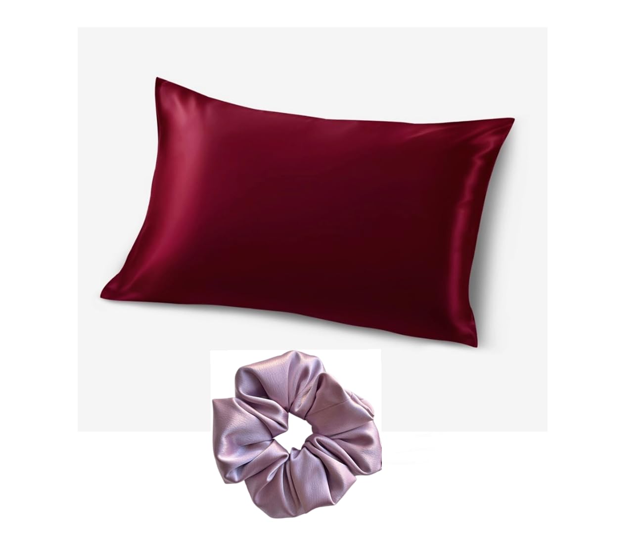 Satin Pillow Cover For Women Skin And Hair, Silk Solid Pillow Case Set Of 1, One Pillow Cover, 1 Scrunches, 600 Tc