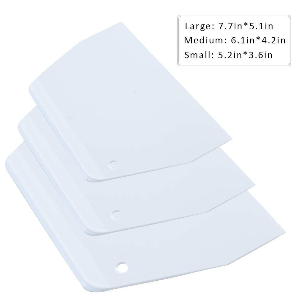 Luckycivia Dough And Bowl Scraper 3-Piece Trapezoidal Plastic Scraper Multi-Function Kitchen Scraper Food Safety Plastic Dough C