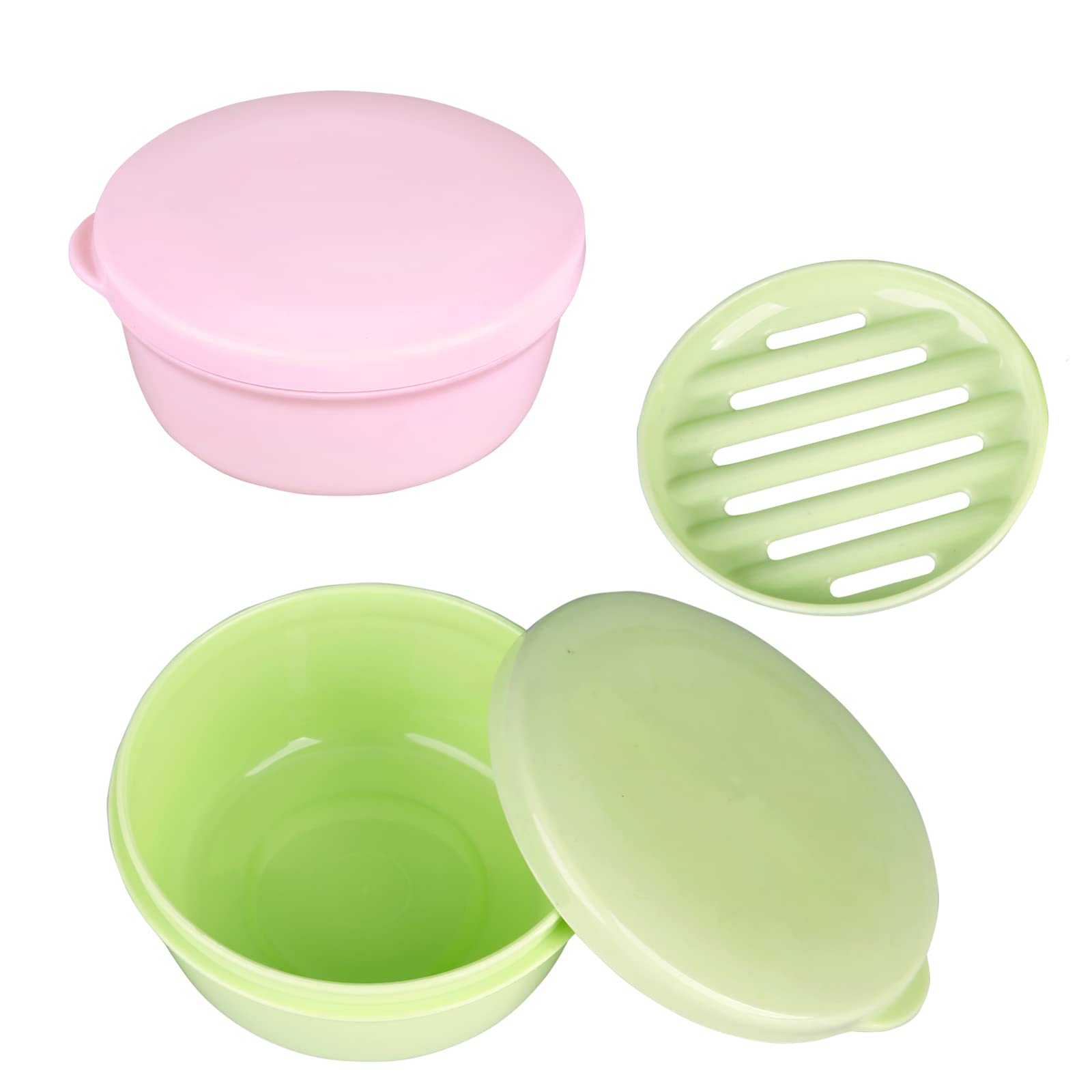 Plastic Soap Container Soap Holder Travel Case Portable Round Soap Dishes With Lid Leak-Proof Soap Box For Shampoo Bar Soap (Pin