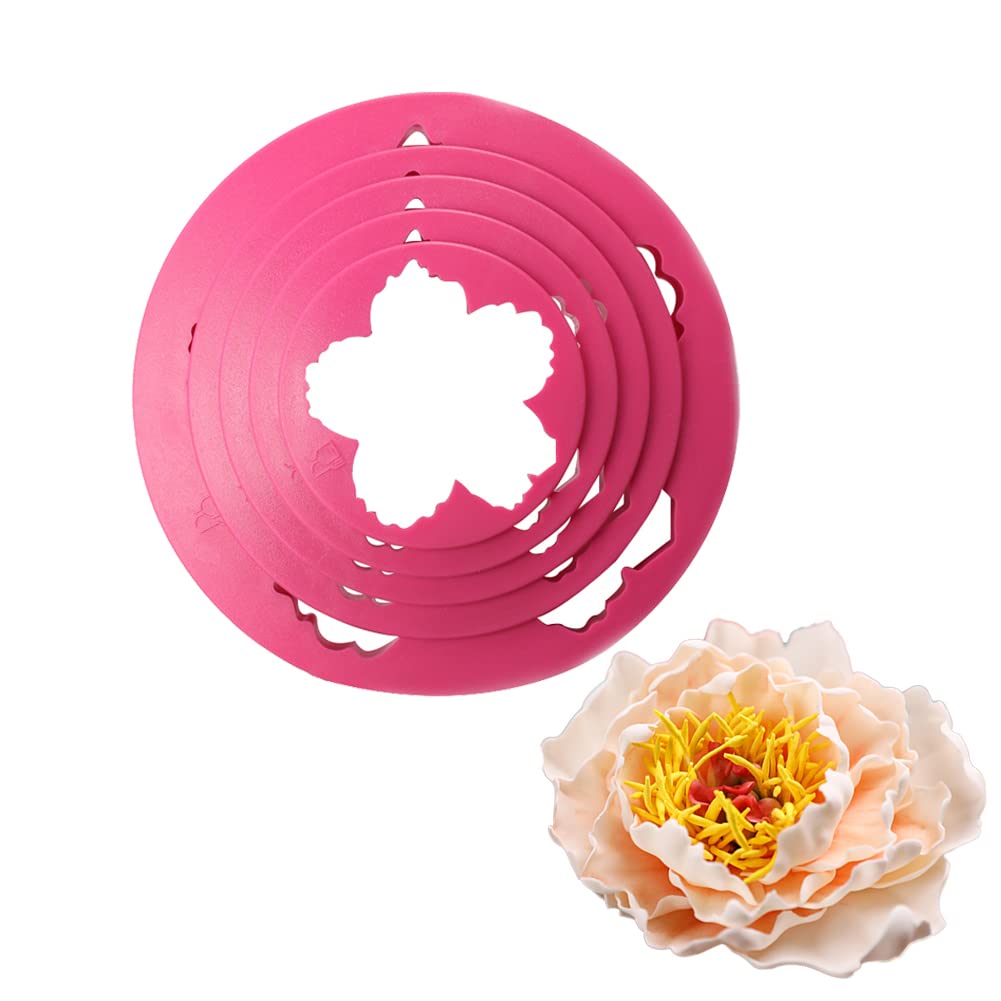 Sk 5-Piece Peony Fondant Cutters Set Sugarcraft Modeling Tools Kit For Cake Decoration Red