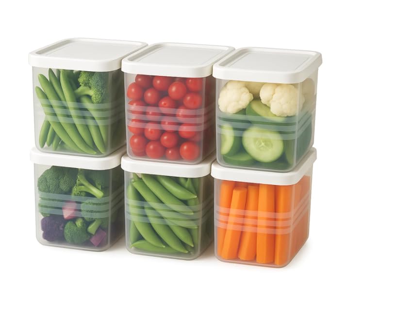 Luxyro Fridge Storage Containers For Vegetables, 1200 Ml, Pack Of 6, Refrigerator Organiser Boxes, Freezer Safe, Bpa Free Plasti