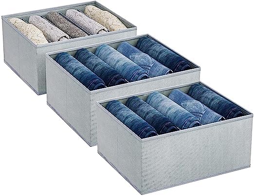 Shrey Creation 5 Grid Non Woven Wardrobe Clothes Organizer, Jeans Organizer For Wardrobe,Clothes Storage Box, Foldable Clothes D