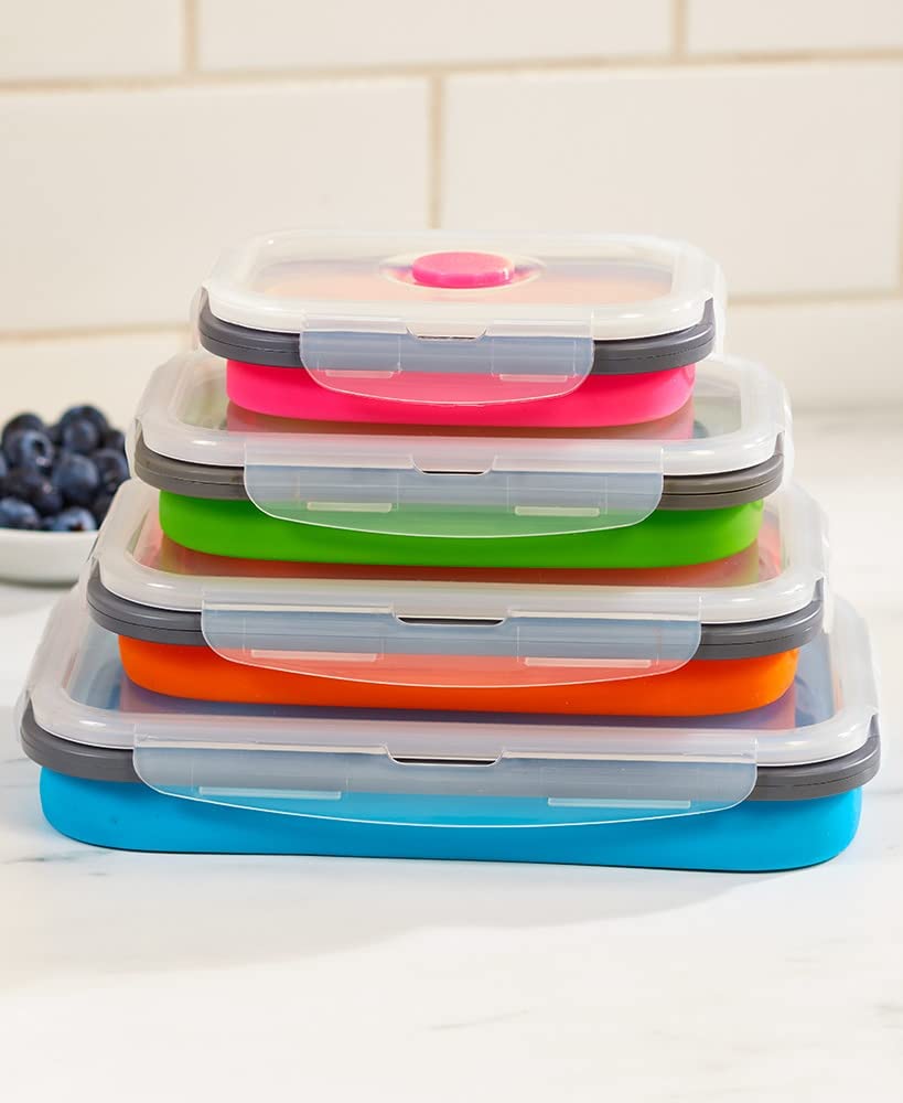 The Lakeside Collection Collapsible Food Storage Containers With Locking Lid - Rectangular 8 Pc.