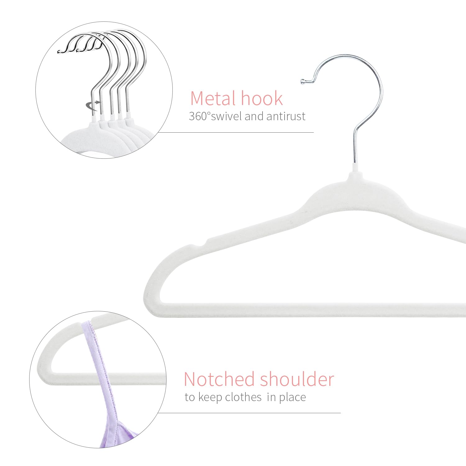 Mangotree Velvet Baby Clothes Hangers, 10.95'' Non-Slip Kids Hangers, Space Saving Hangers For Infant Toddler Children (30 Pack,