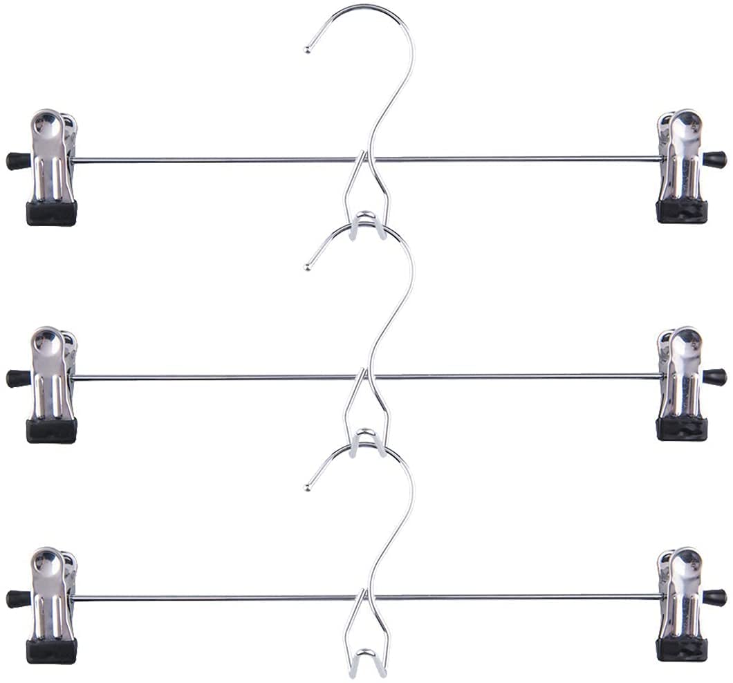Tosnail 15 Pack Stackable Skirt Pants Clothes Hangers With Non-Slip Clips, Add-On Hangers, Cascading Hangers Space Saving Closet