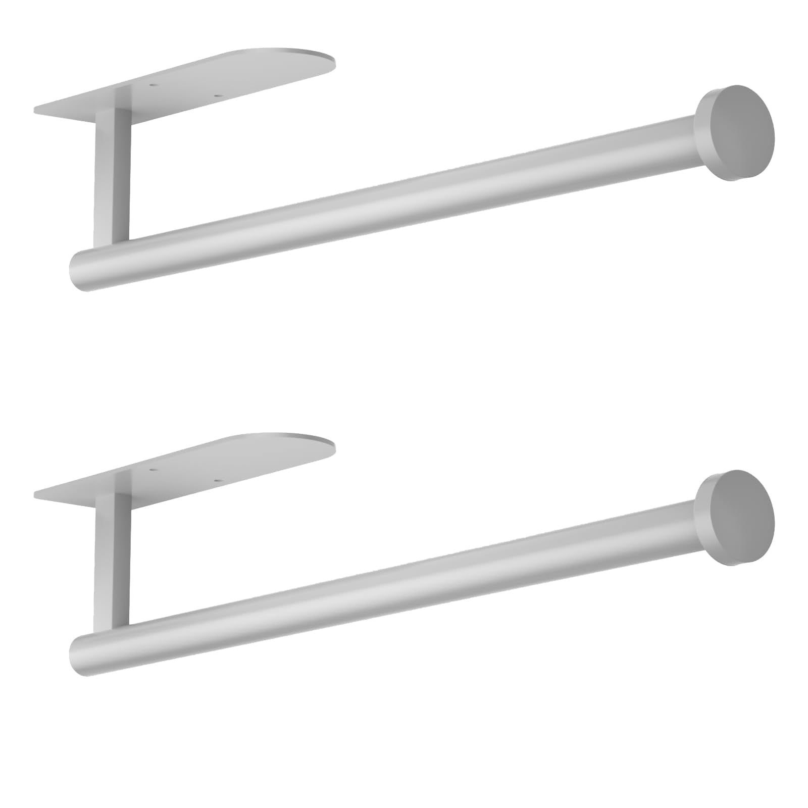 Paper Towel Holder, Self Adhesive or Screw Mounting, 2Pcs White Paper Towel Holder Wall Mount, SUS304 Stainless Steel Under Cabi