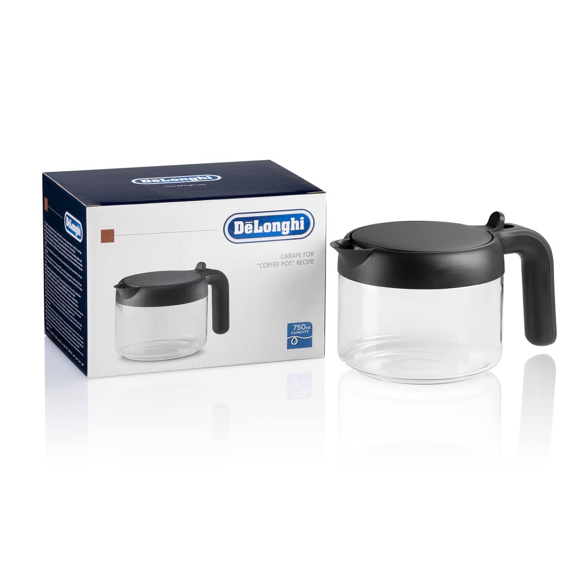 De'Longhi Dlsc021 Coffee Machine Accessory Jug - Coffee Pot, Black,Transparent, Glass, Plastic, 0.75 L, 6 Cups