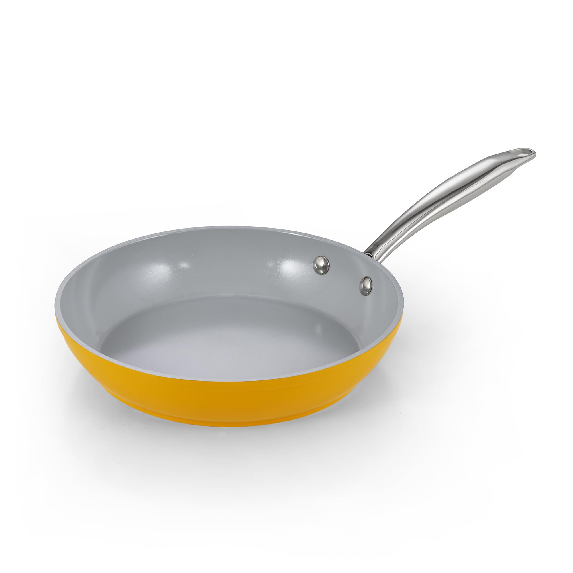 Cook N Home Classic 9.5 Inch Ceramic Nonstick Frying Pan, Cookware Skillet Egg & Omelet Pan, Induction, Yellow