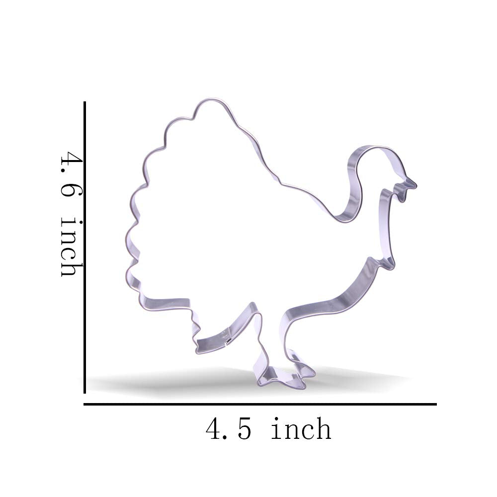 4.5 Inch Large Turkey Cookie Cutter - Stainless Steel