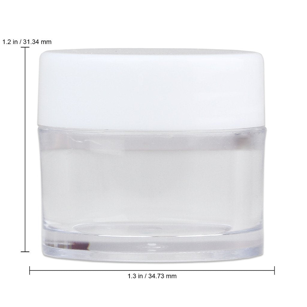 Beauticom High-Graded 7 Grams/7 Ml (Quantity: 12 Packs) Thick Wall Crystal Clear Plastic Leak-Proof Jars Container With White Li