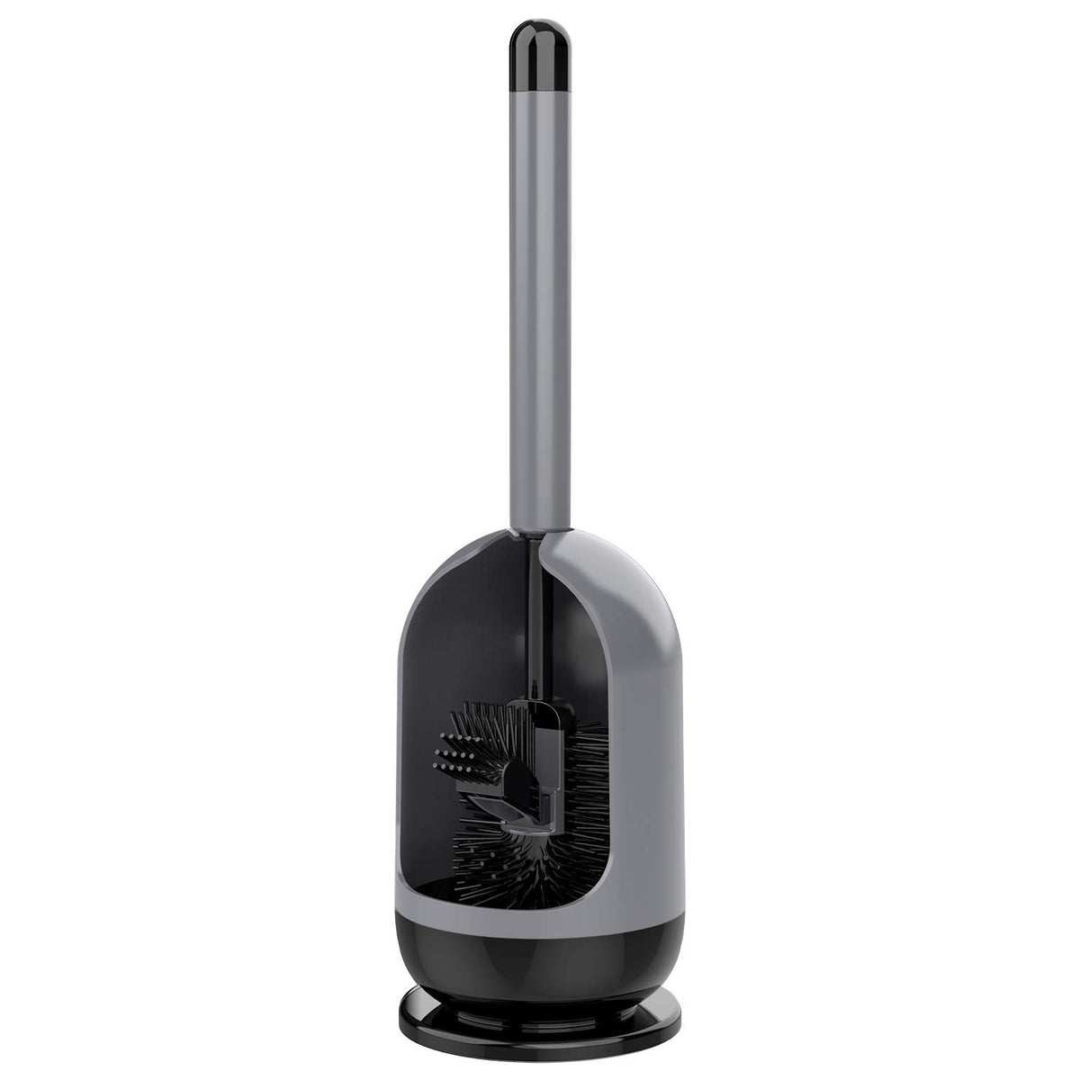 Mr.Siga Soft Bristle Toilet Brush With Holder, Gray & Black, 1Pack