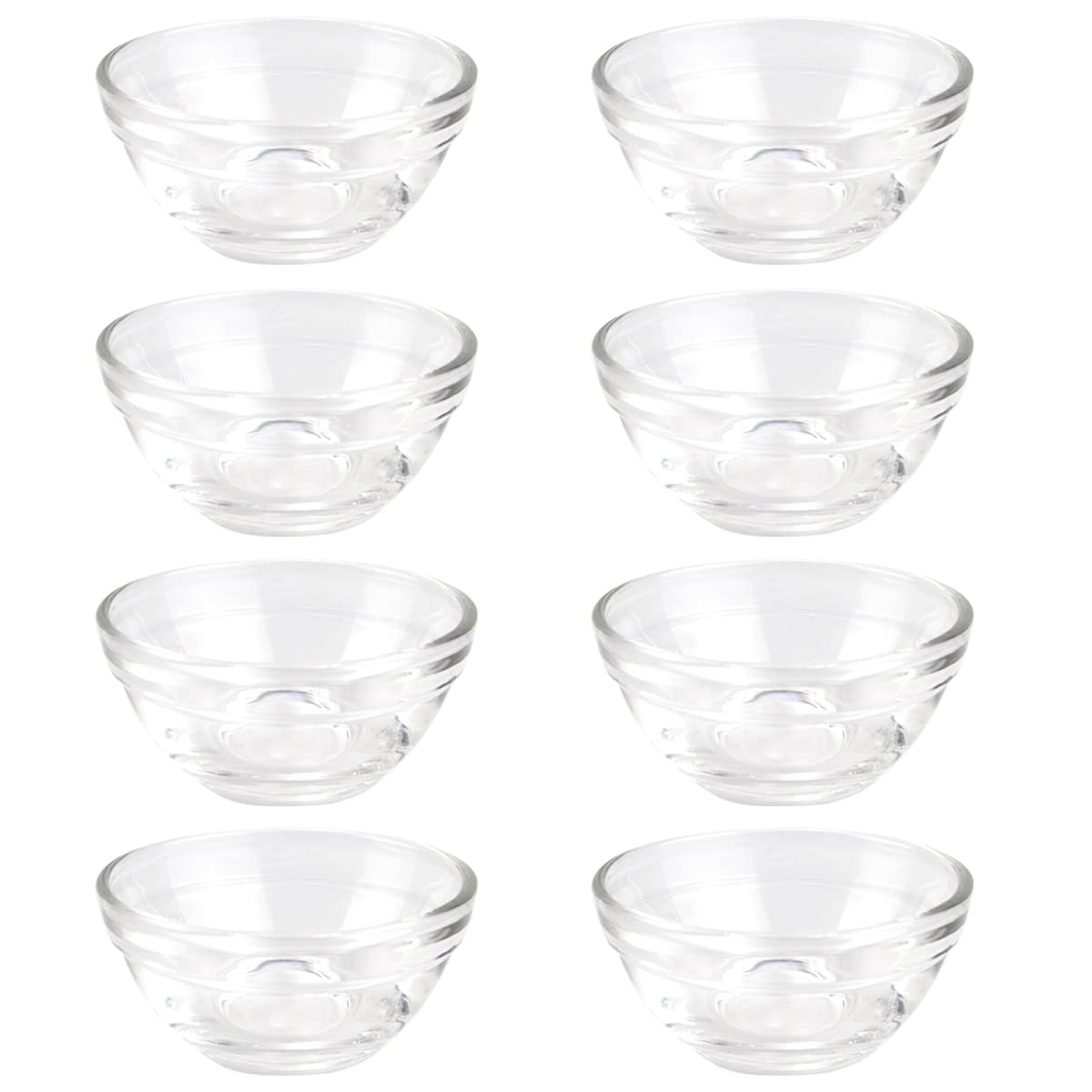 Lnq Luniqi Set Of 8 Glass Bowls, 3.5 Inch Stackable Food Prep Bowls Multipurpose Clear Glass Serving Bowls For Kitchen Prep, Des