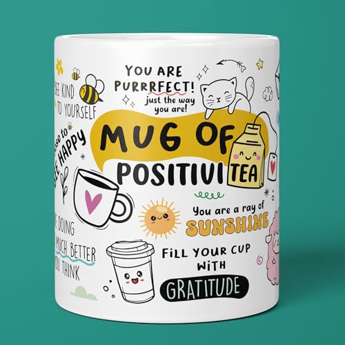 Visibee Mug Of Positivity  Motivational Coffee Mug 330Ml, Positivity Gifts For Men, Women, Boss, Coworkers  White Ceramic With U