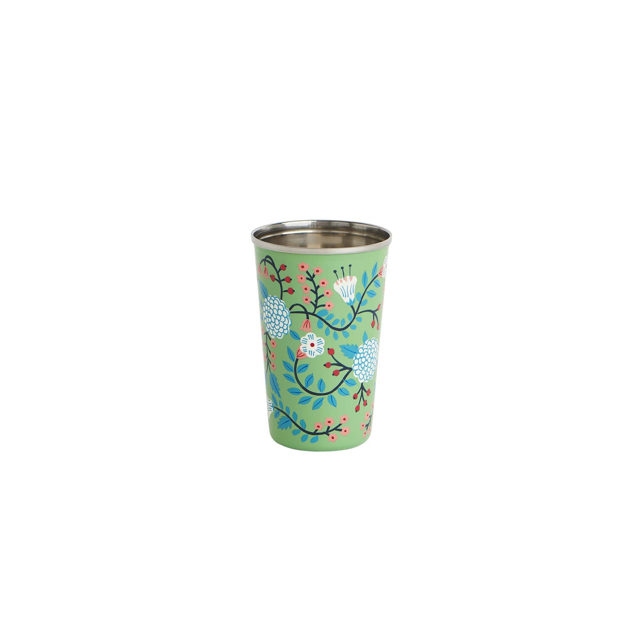 Chumbak Floral Magic Stainless Steel Tumbler (400 Ml), Printed Steel Glass, Durable, RustProof, NonToxic, EcoFriendly, Water/Jui