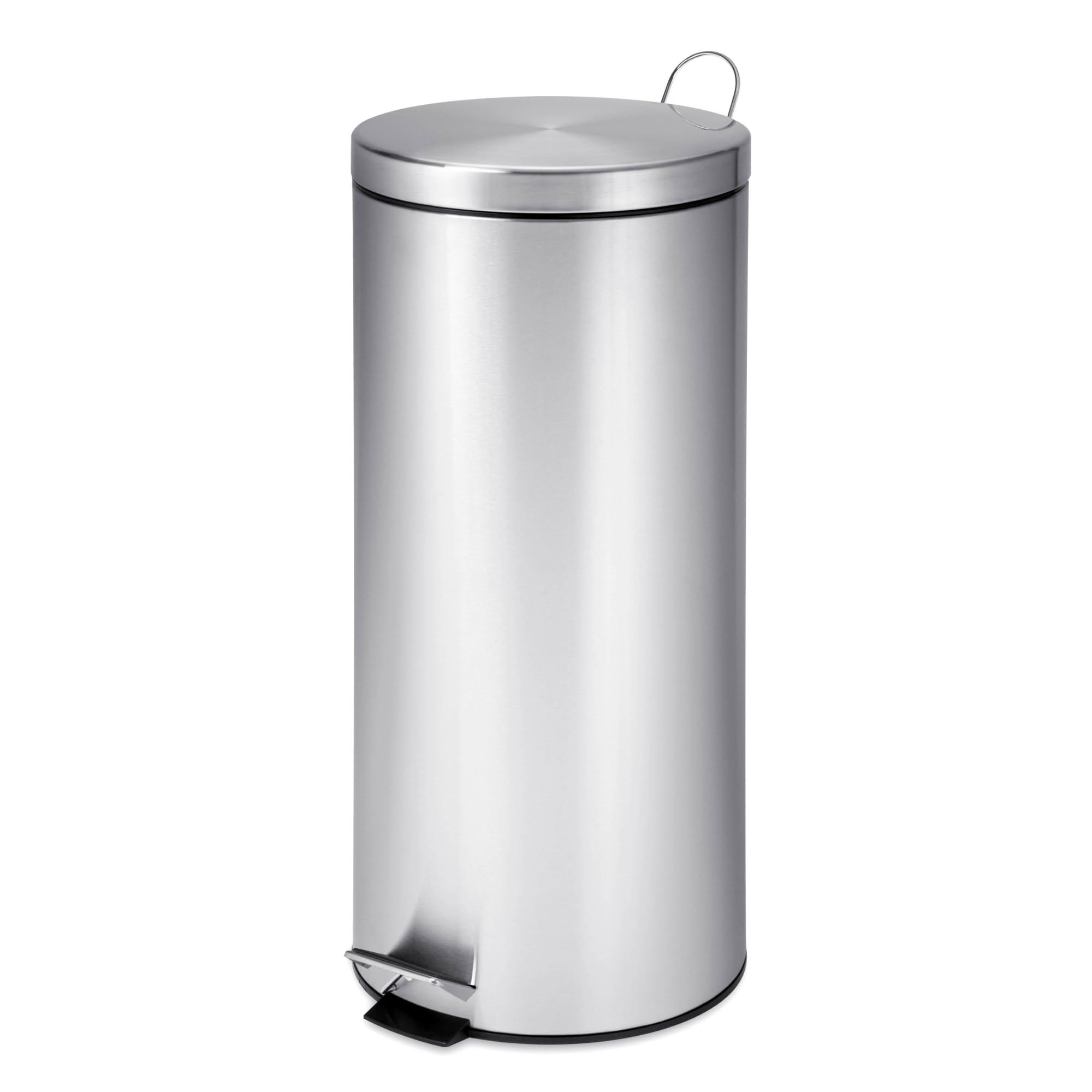 Honey-Can-Do 30L Round Ss Step Can W Bucket, Silver