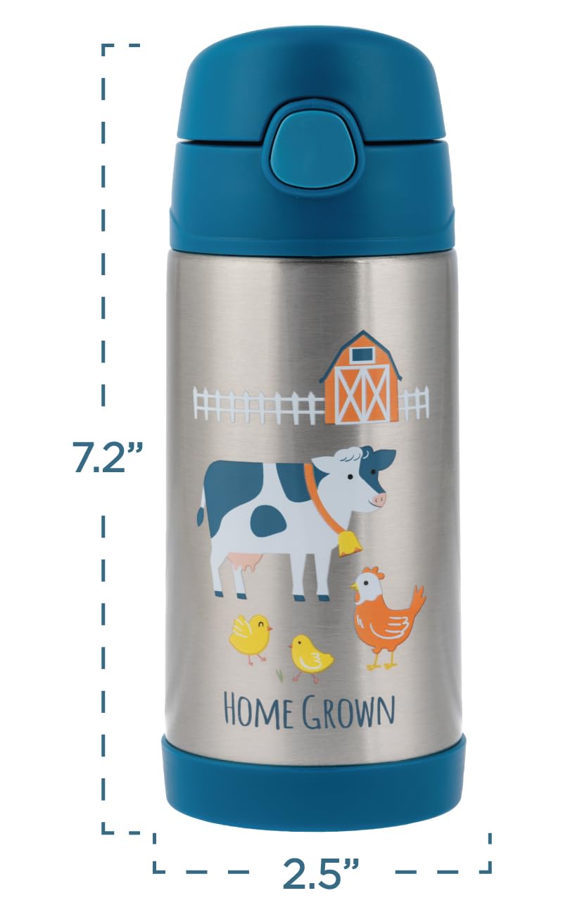 Stephen Joseph Double Wall Stainless Steel Bottles, Insulated Water Bottle For Kids Toddlers, Vacuum Insulated Bottle With Straw
