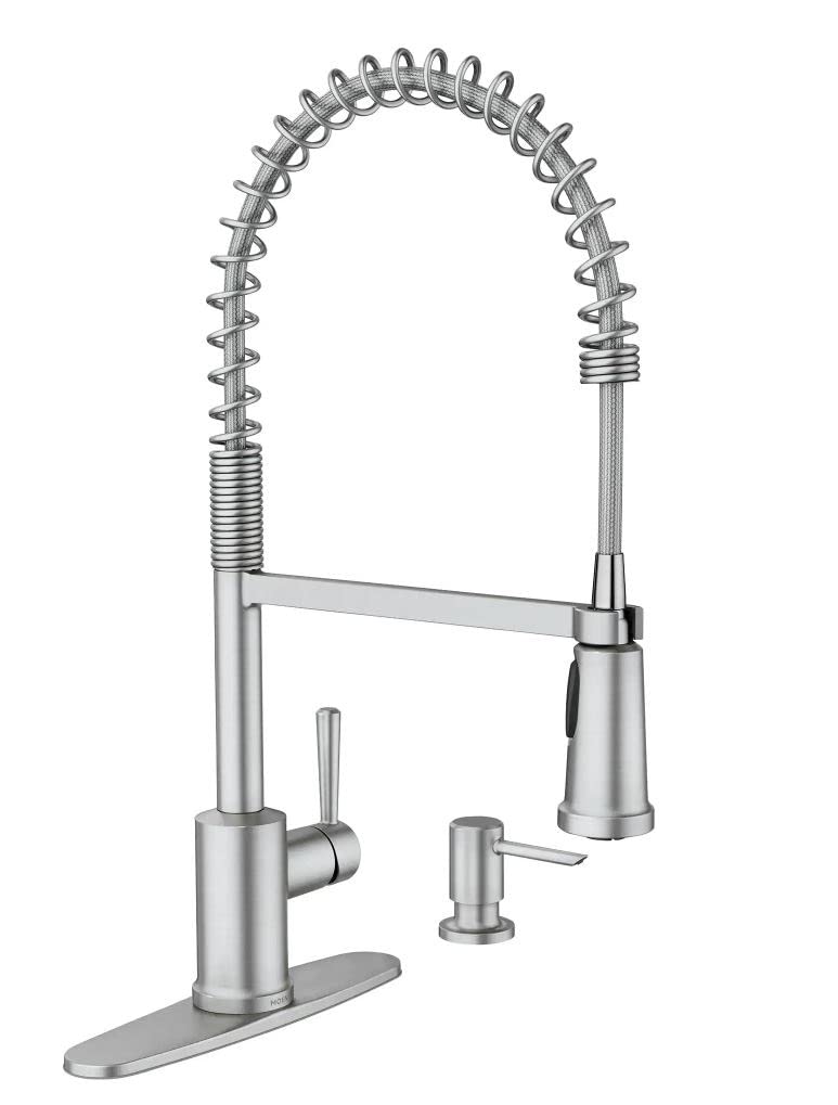 Moen 87194SRS Indi Single-Handle Pre-Rinse Spring Pulldown Sprayer Kitchen Faucet with Power Clean in Spot Resist Stainless (Soa