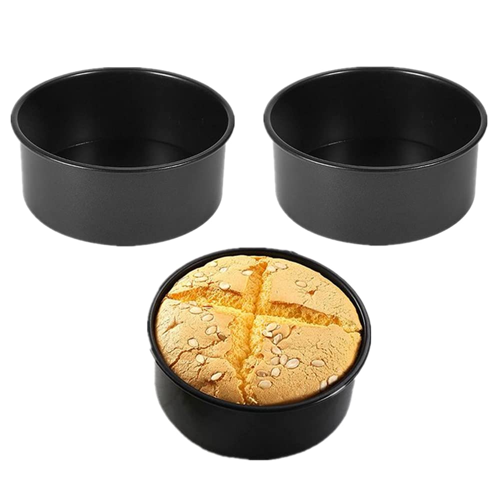 Xzjmy 2 Pack 5 Inch Black Cake Pan, Mini Cake Pan, Round Aluminum Cake Pan, Used For Family Gatherings To Bake Mini Cake Pizza,