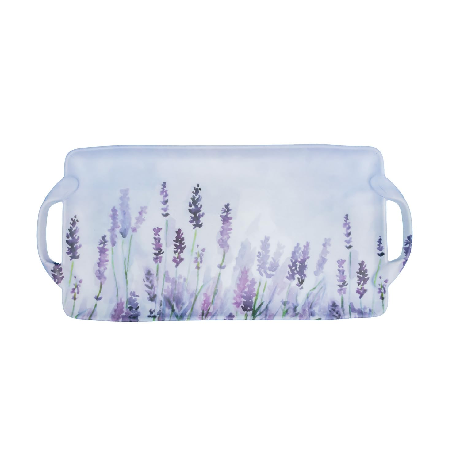 Boston International Decorative Melamine Serving Tray with Handles, Large 18 x 8.75, Lavender