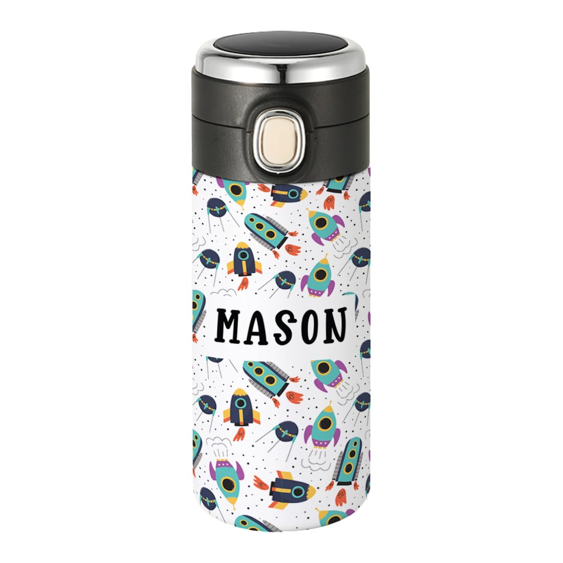 Andaz Press Personalized Kids Tumbler Spacecraft Stainless Steel Water Bottle with Leakproof Flip Lid 10oz BPAFree Tumbler For 