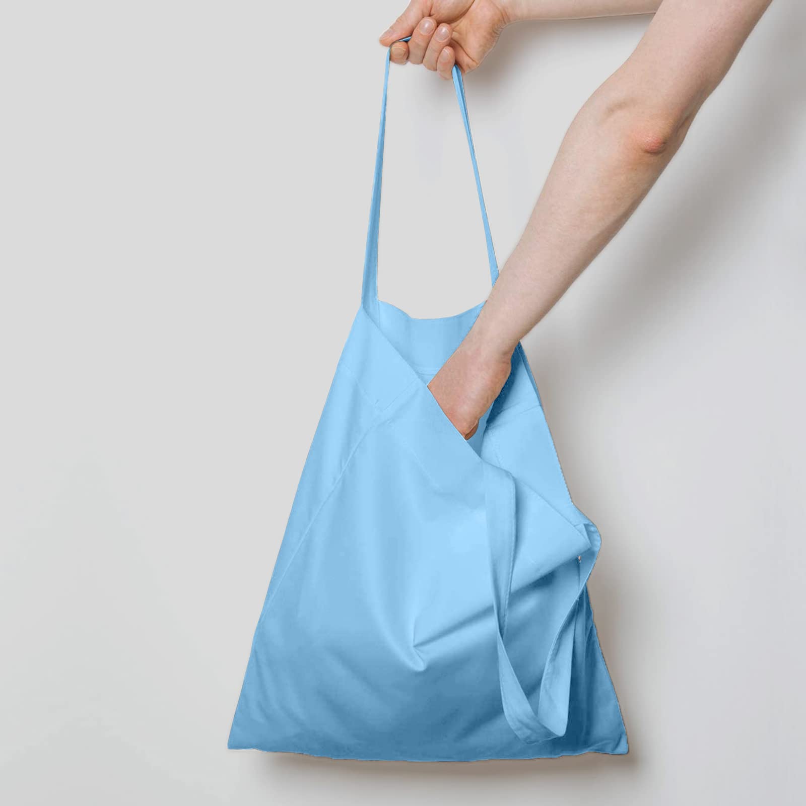 Npbag 15 Pack 15 ' ' X 16 ' ' Baby Blue Cotton Tote Bags, Blank Bulk Cloth Bags With 1Pc Of Ptfe Teflon Sheet